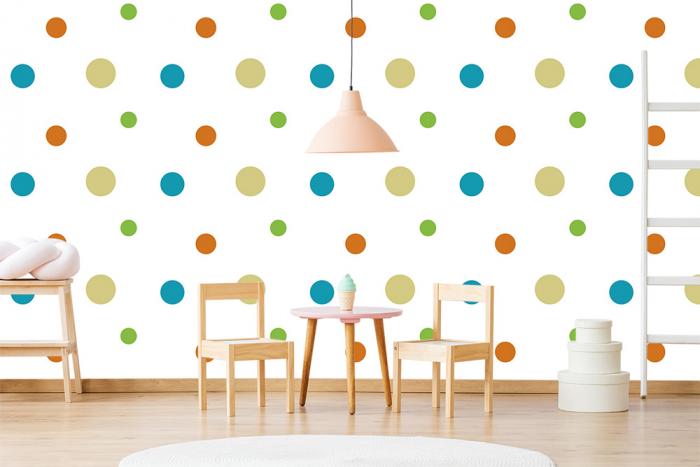 Tapete mit bunten Punkten für Kinderzimmer