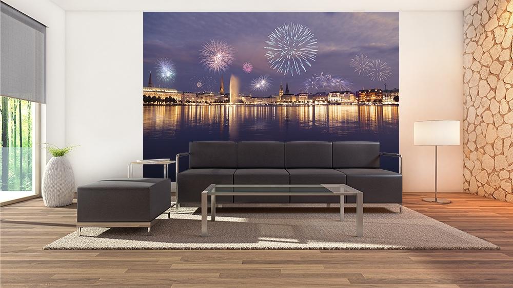 Fototapete Hamburg Feuerwerk