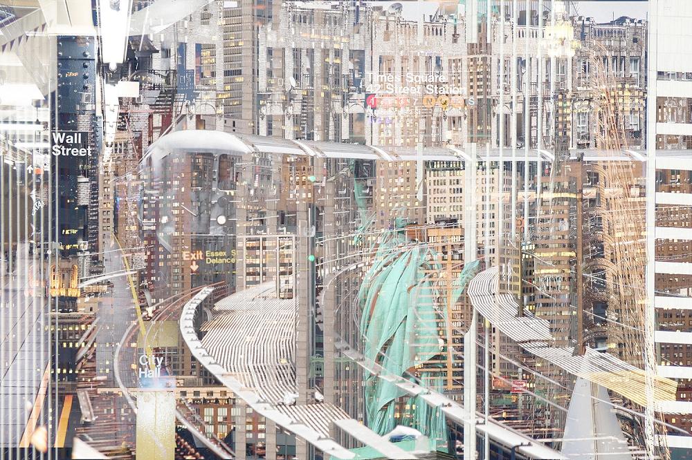 Vlies-Fototapete – New-York-Collage mit einer Subway