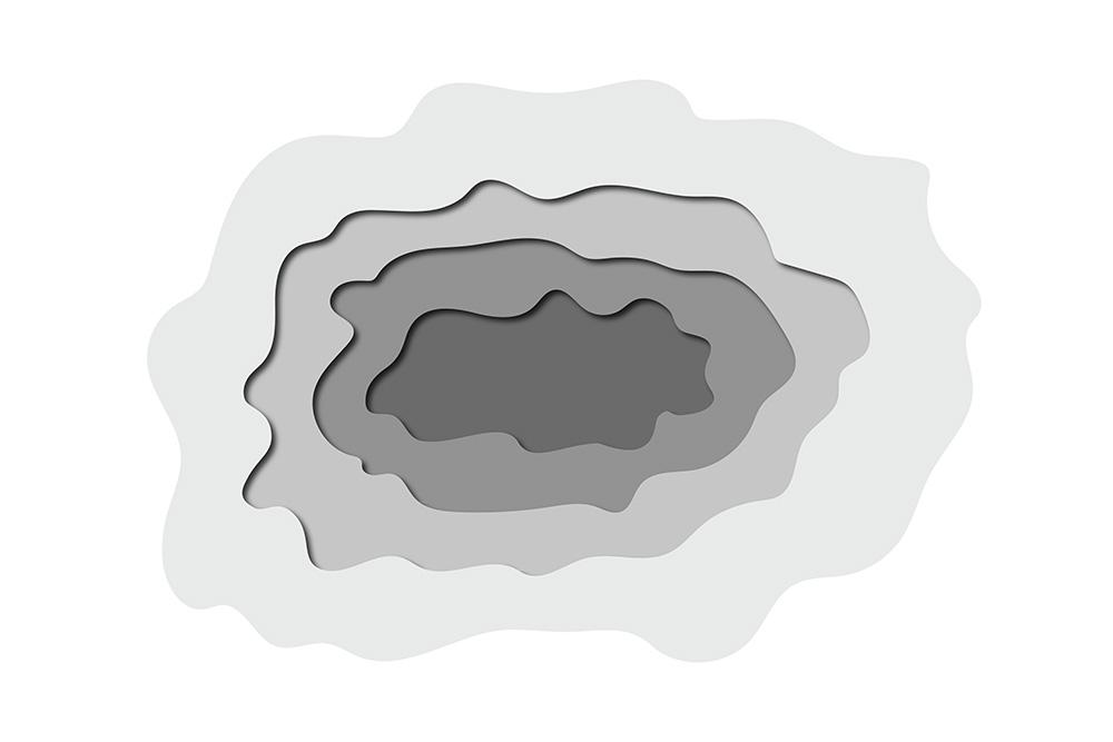 Fototapete 3D-Optik mit grauen Tiefenebenen