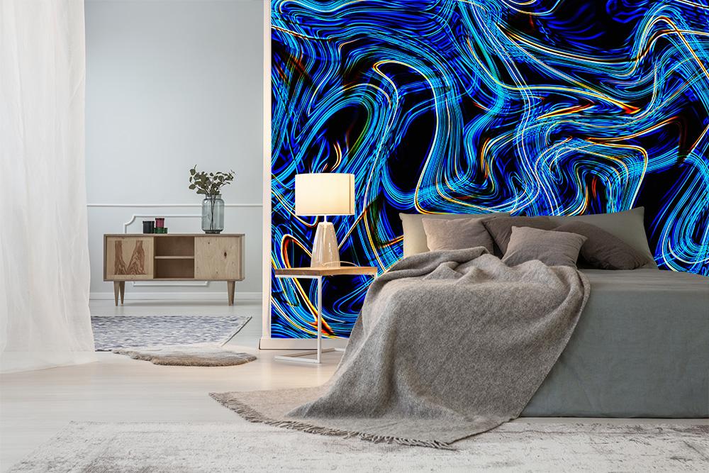 Vlies-Fototapete  - Abstrakte blaue Linien als Digital Artwork