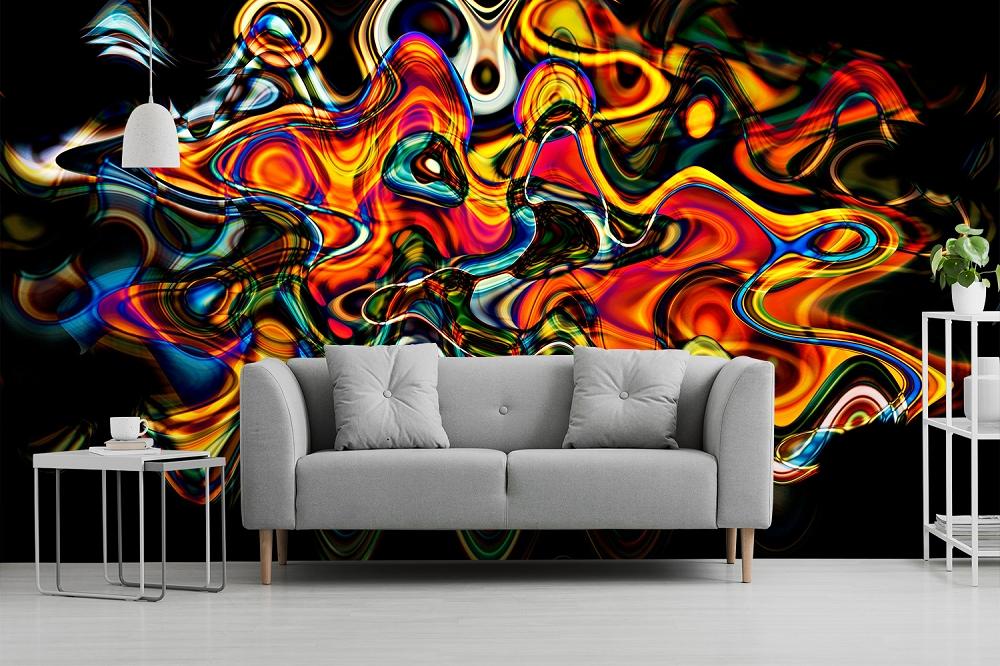 Vlies-Fototapete buntes geschwungenes Design
