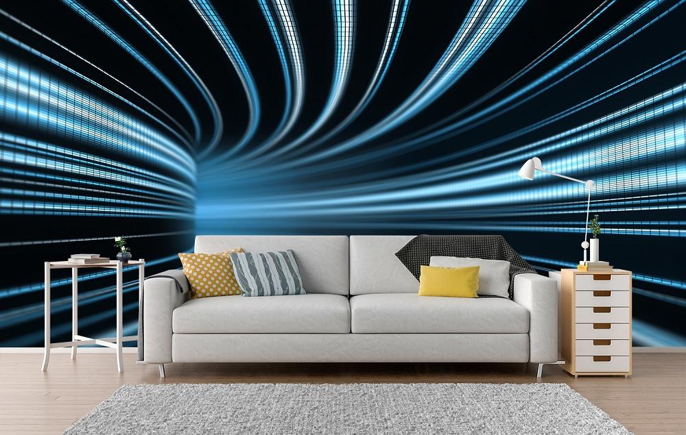 Fototapete tunnelförmige Lichtstreifen als Symbolbild für Zeitreisen