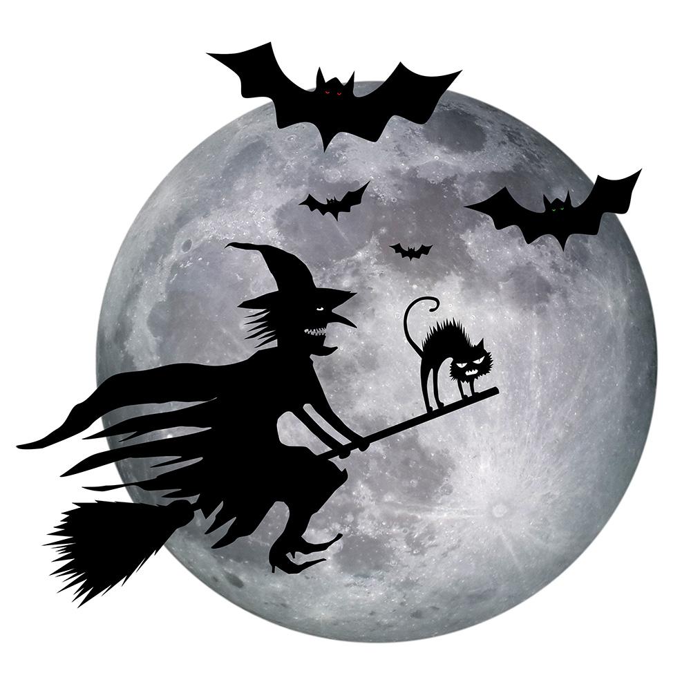 Fenstersticker Halloween Hexe Mond