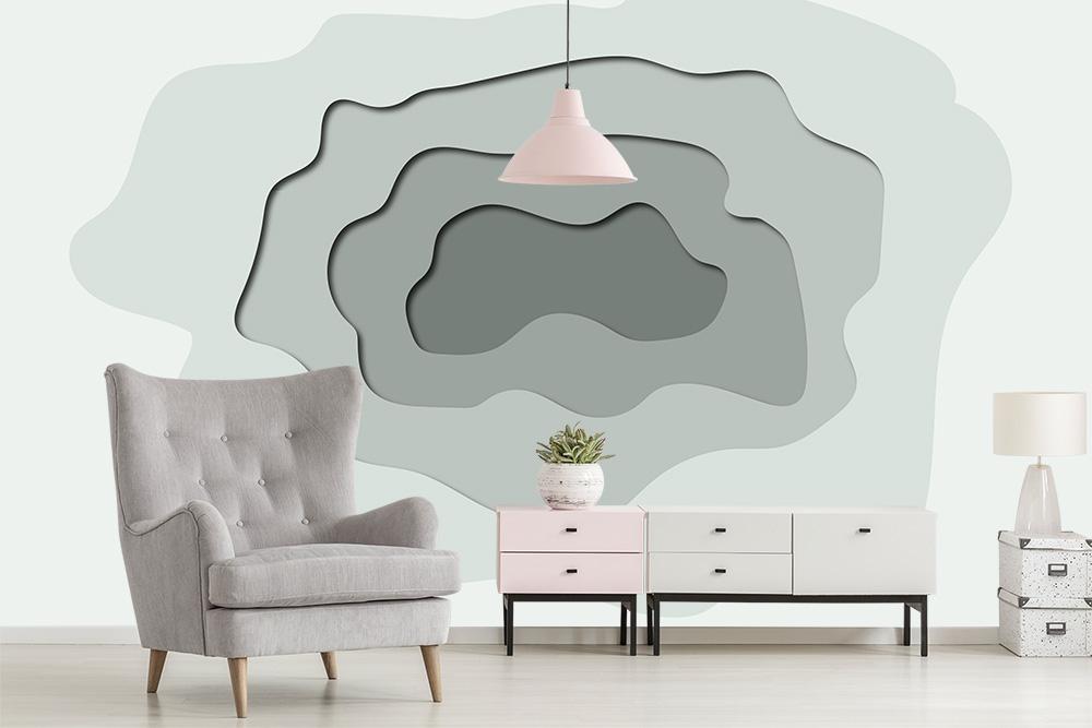 3D-Fototapete mit Löchern in der Wand als modernes Design