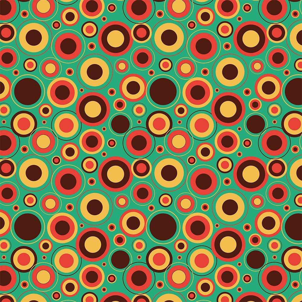 Vlies-Fototapete Kreismuster im 70er-Jahre Retro-Stil