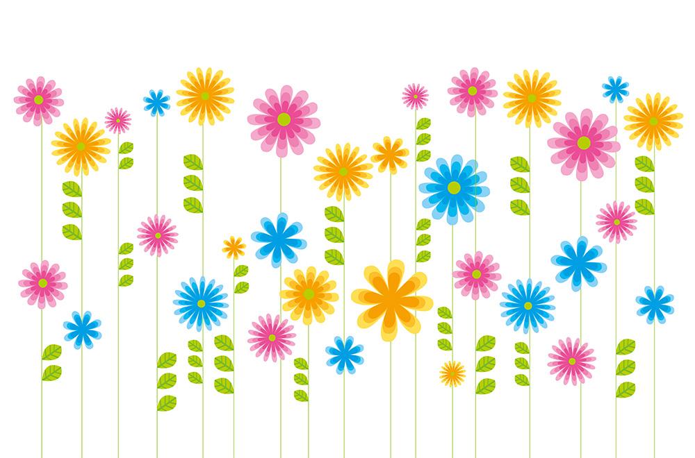 Vlies-Fototapete Illustration von Blumen im Querformat