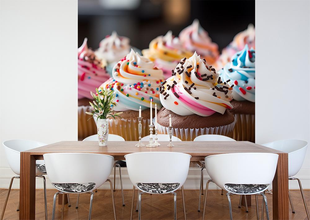 KI-Fototapete - Cupcakes