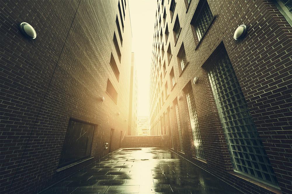 Fototapete Durchgang zwischen Häusern