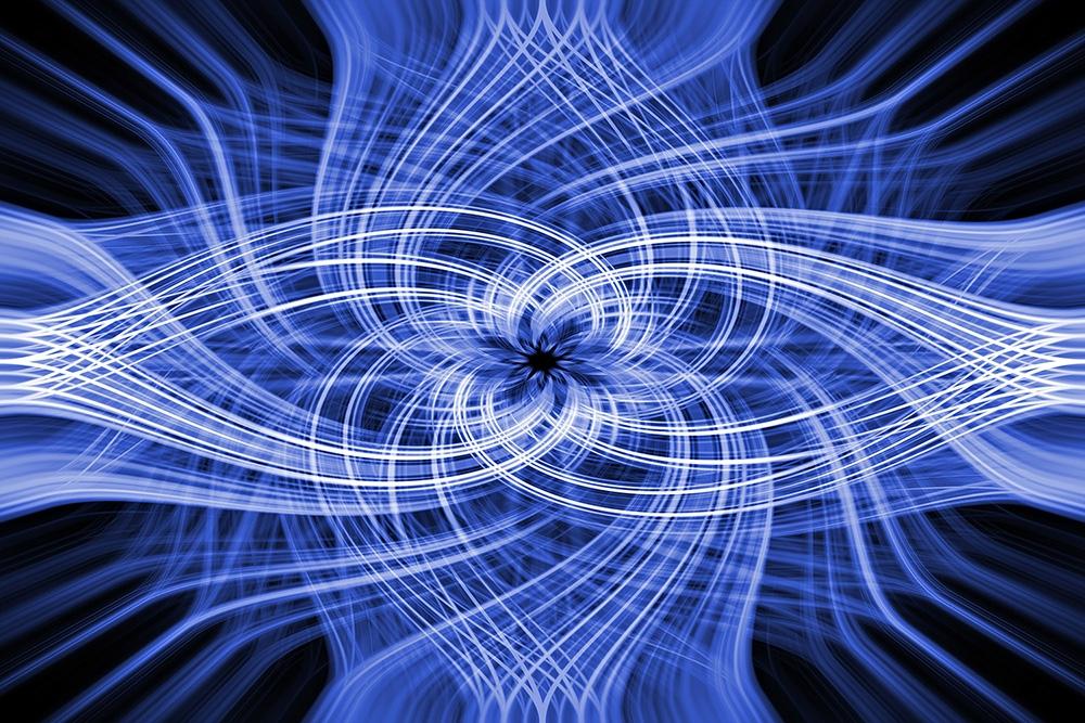 Design-Fototapete blaue Lichtformen