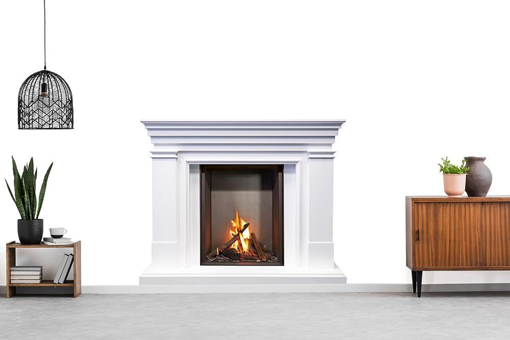 Fototapete weißer Kamin