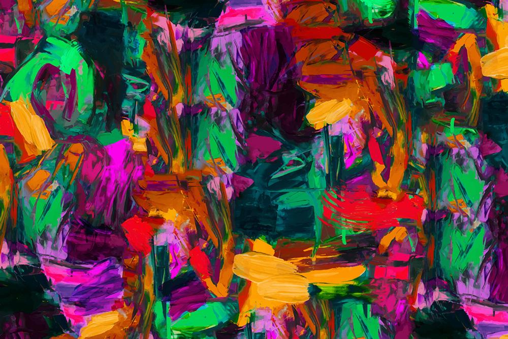 Fototapete abstrakte Malerei mit bunten Pinselstrichen
