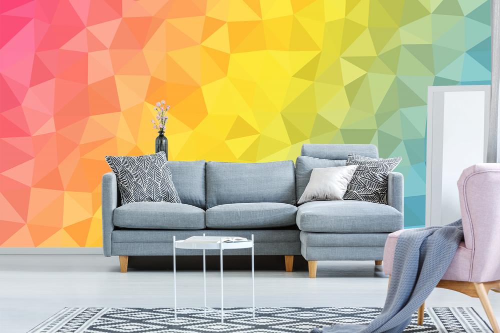 Vlies-Fototapete buntes Polygonmuster mit Farbverläufen