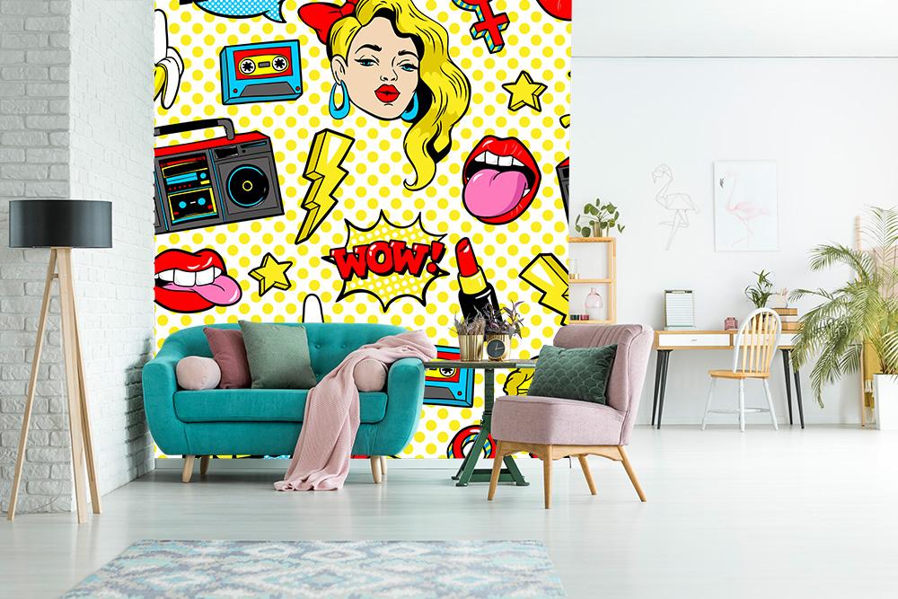 Fototapete 90er-Jahre-Symbole