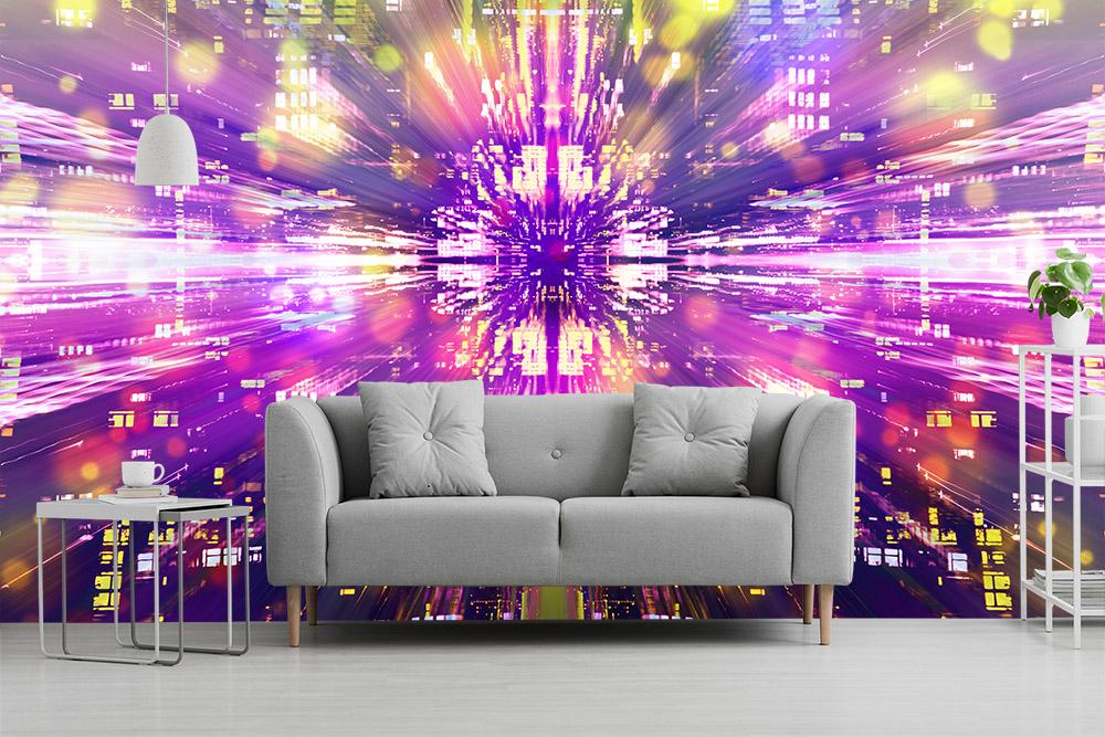 Fototapete abstrakte Lichtformen im Wohnzimmer