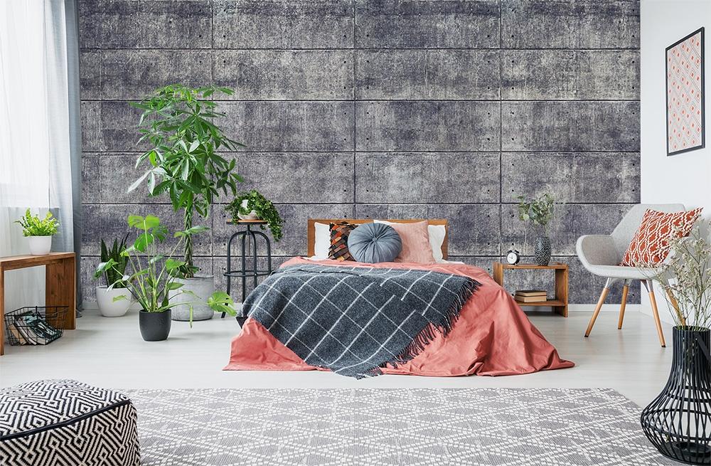 Vlies-Fototapete dunkle Betonfliesen im Shabby-Look