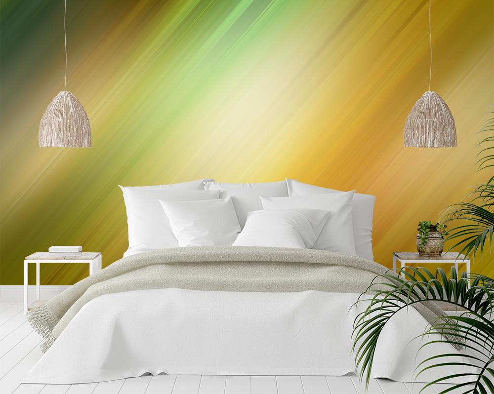 Vlies-Fototapete – Farbdesign mit Streifen in Gelb und Grün