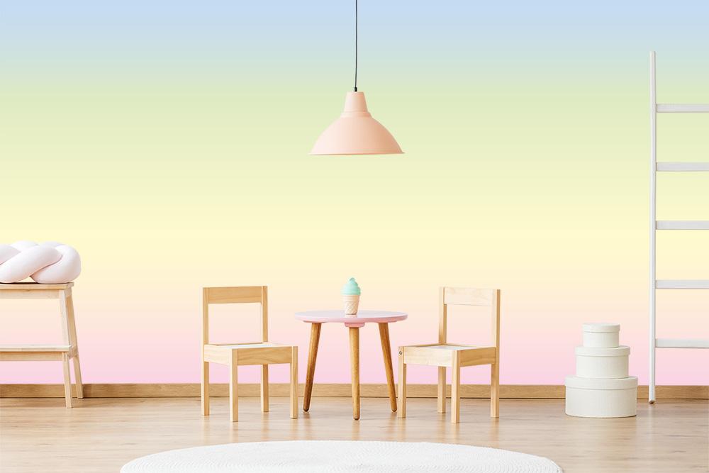 Farbverlauf Fototapete Pastell mit Blau, Gelb und Rosa