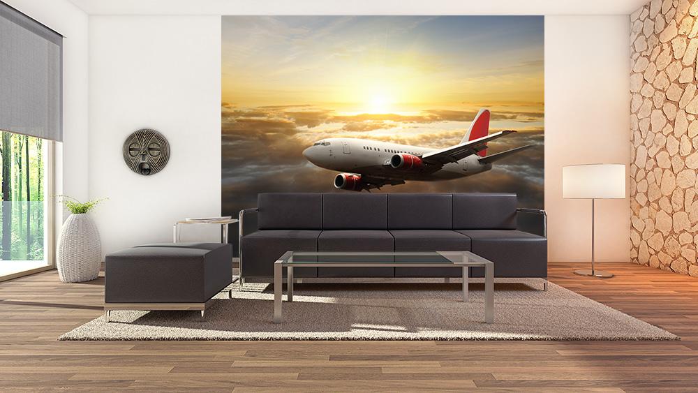 Fototapete Flugzeug über den Wolken