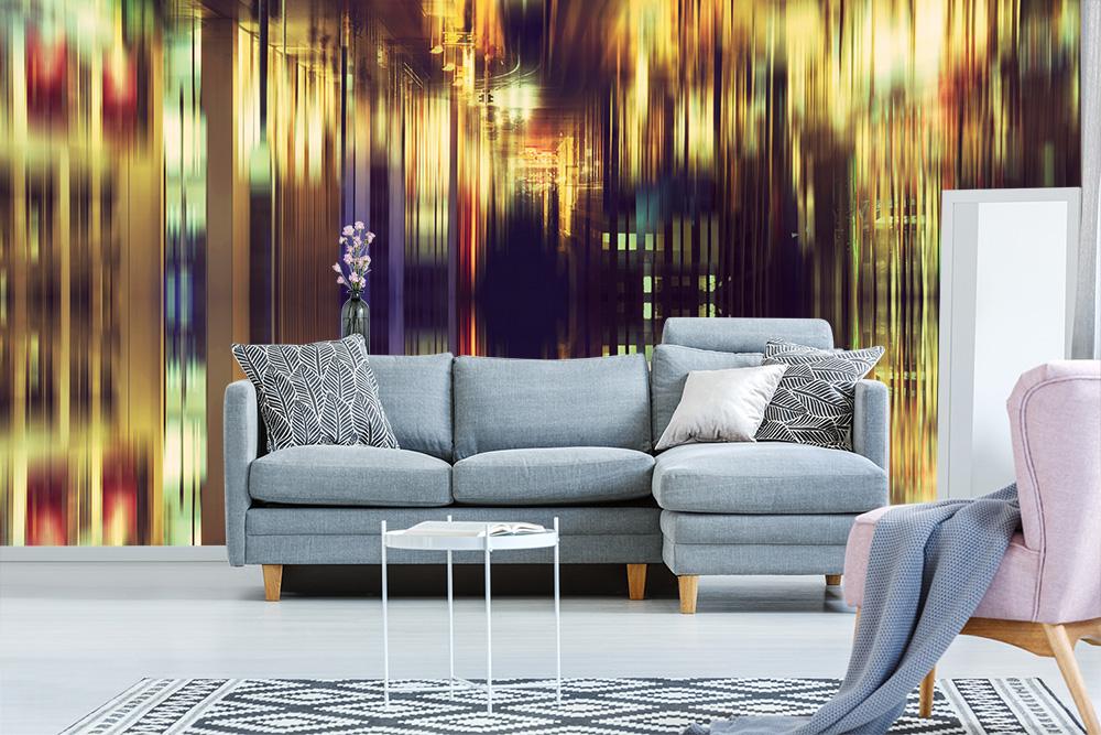 Artwork-Fototapete künstlerische Darstellung der Friedrichstraße in Berlin im Wohnzimmer