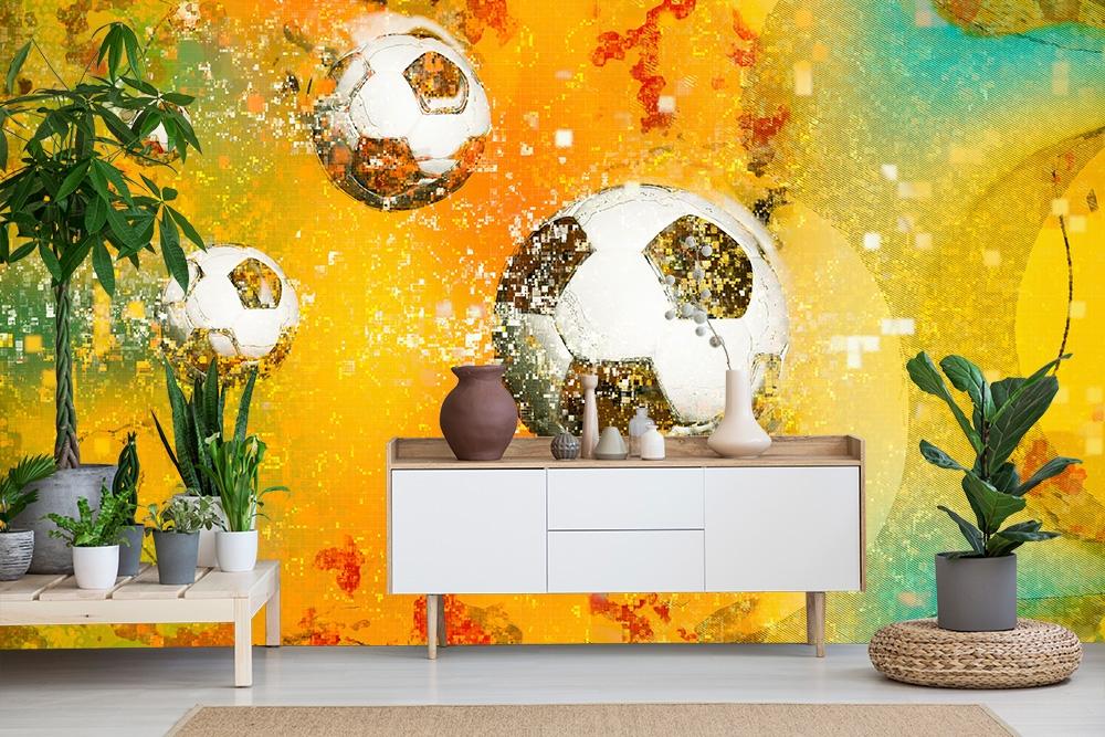Fototapete abstrakte Darstellung von Fußbällen