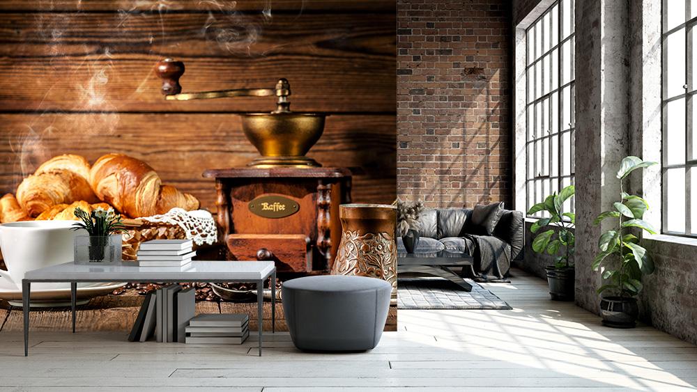 Fototapete Kaffee und Croissants