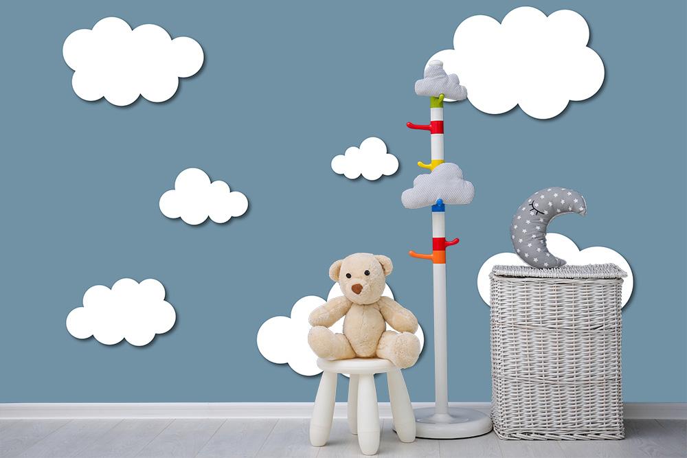 Fototapete für Kinderzimmer mit Wolken am Himmel