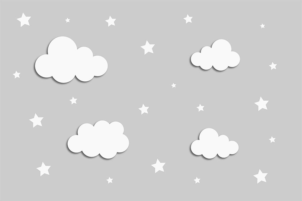 Kinderzimmer Fototapete Wolken auf grauem Hintergrund