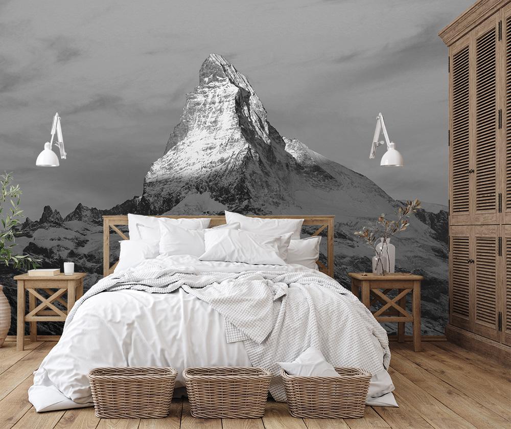 Schwarz-Weiß Fototapete Matterhorn bei Sonnenaufgang