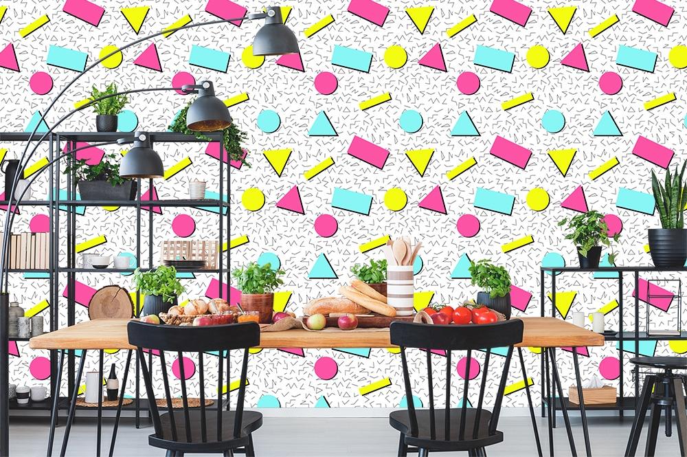 Mustertapete Memphis-Design im 90er Jahre Stil