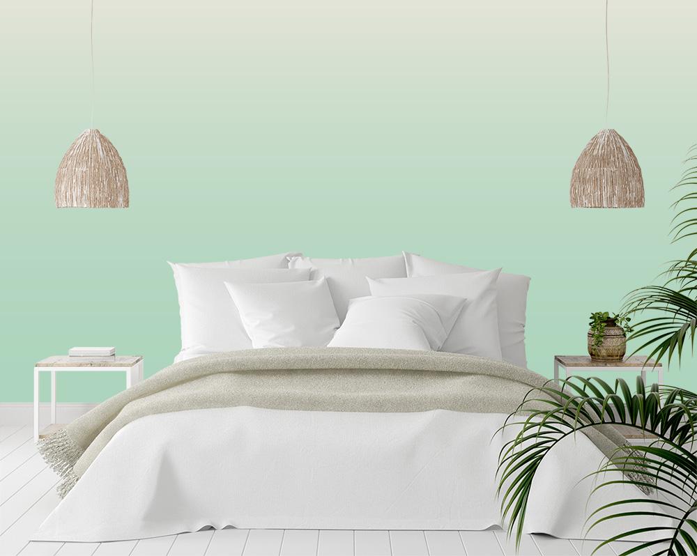 Unifarbene Fototapete mit einem Farbverlauf in Mintgrün