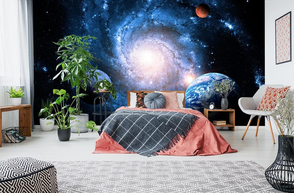 Fototapete Planeten und eine Galaxie im Weltraum