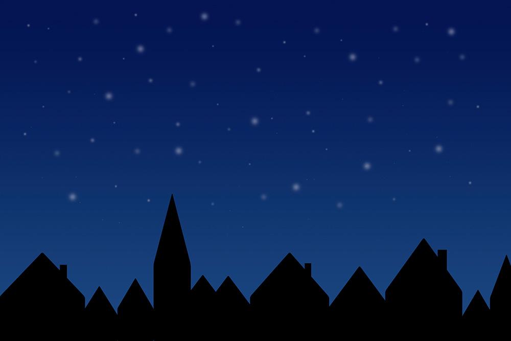 Fototapete Winternacht in der Stadt