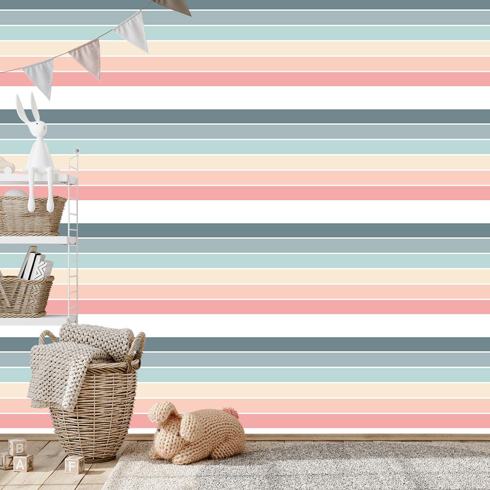 Pastellstreifen auf Fototapete aus Vlies für Ihr Kinderzimmer