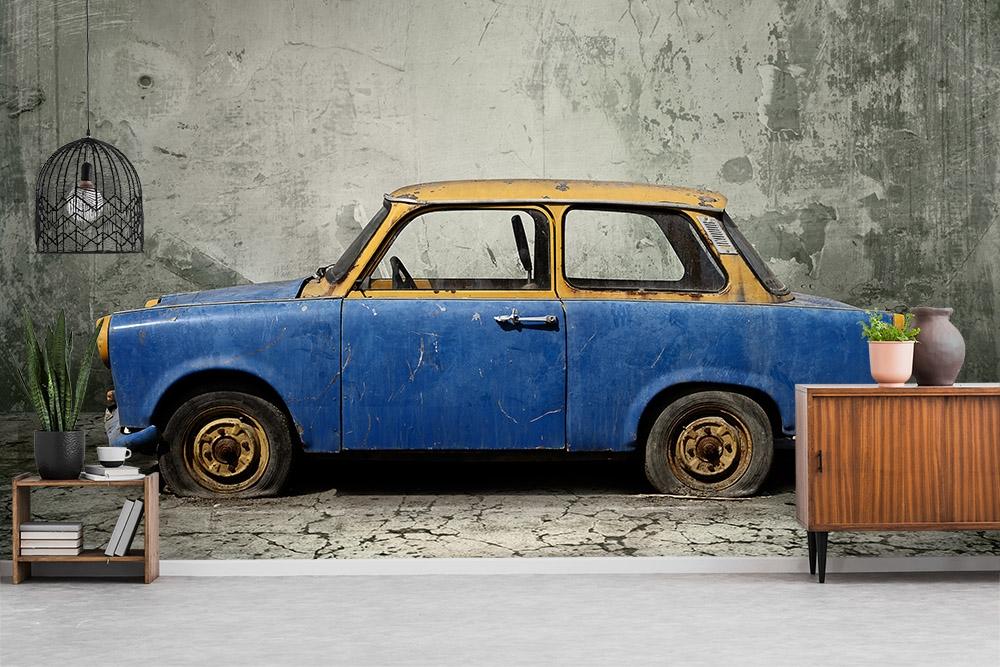 Fototapete dunkelblauer Trabbi aus der DDR