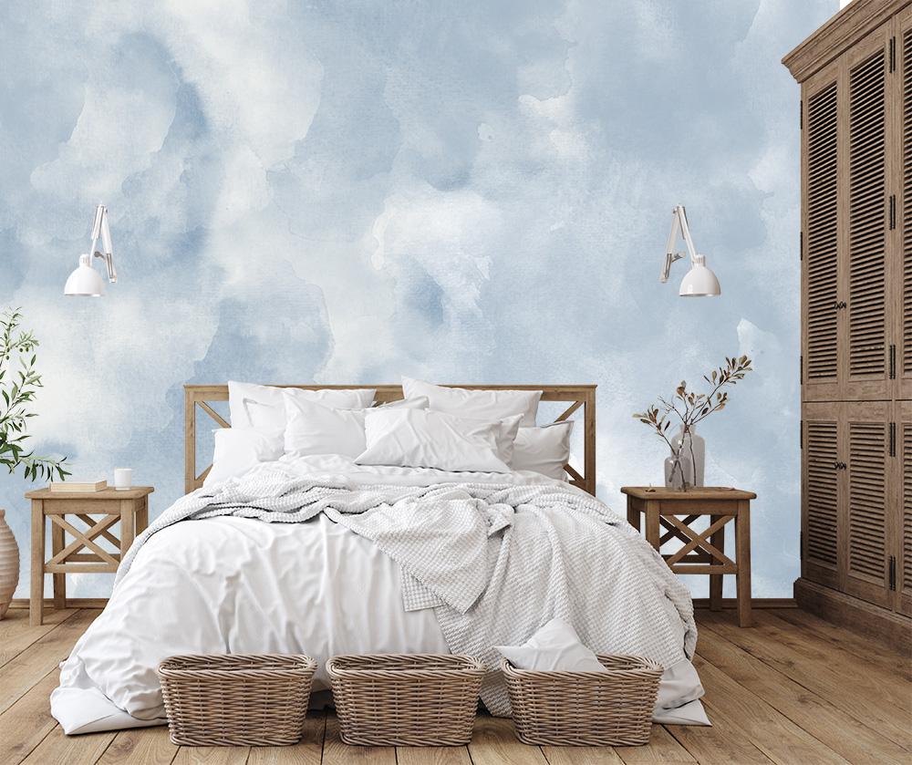 Vlies-Fototapete in Blau im Wasserfarben-Look