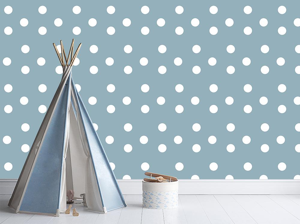 Fototapete mit weißen Punkten auf blauem Hintergrund