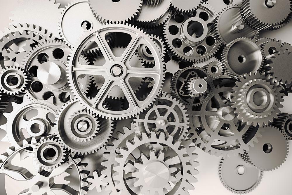 Fototapete Getriebe aus Zahnrädern