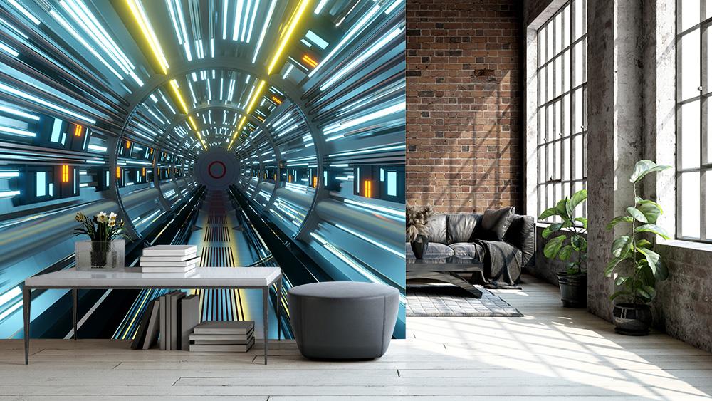 Fototapete Fahrt durch einen Lichttunnel