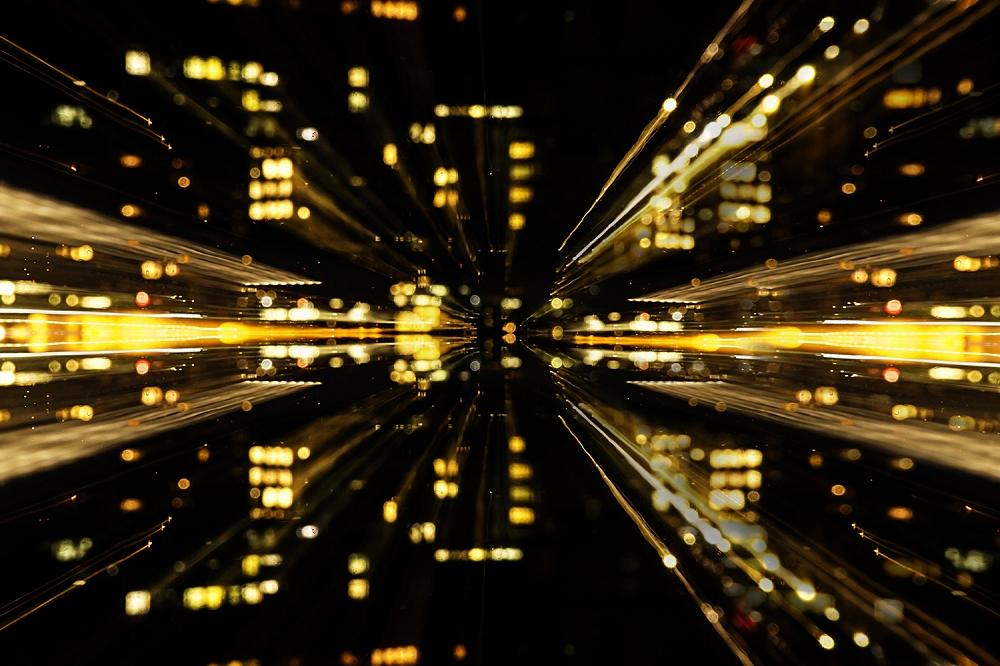 Fototapete Club-Vibes mit gelben Lichteffekten