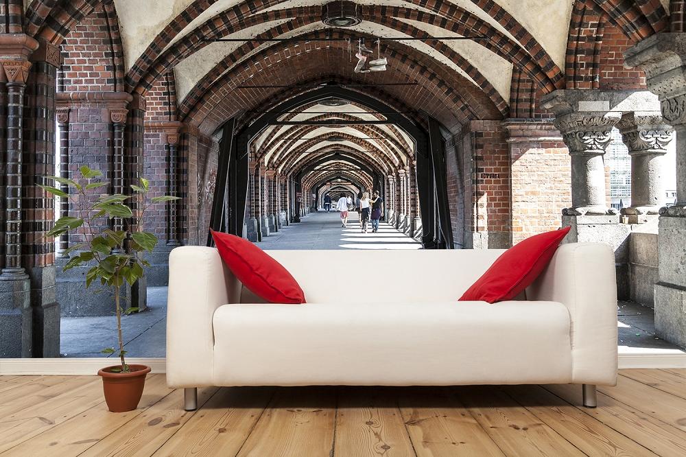 3D-Fototapete Tunnel auf der Oberbaumbrücke in Berlin
