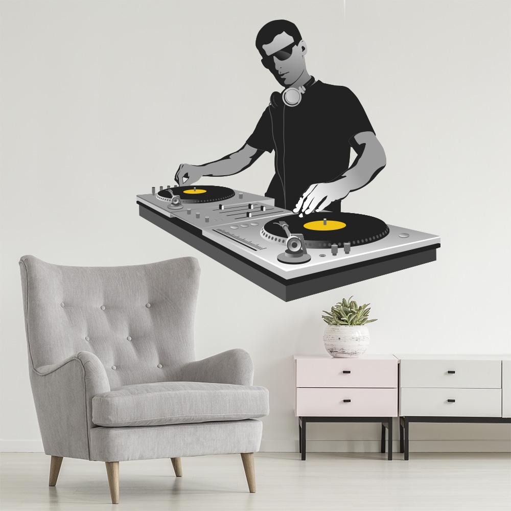 Wandtattoo DJ mit Plattenspielern