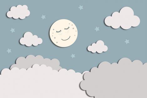 Kindertapete mit einem Vollmond am Nachthimmel
