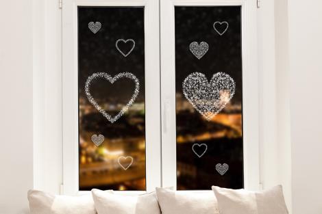 Winterherzen Fenstersticker
