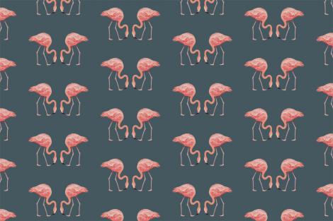 Fototapete Flamingo-Muster auf grüngrauem Hintergrund