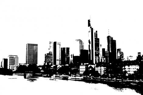 Fototapete Frankfurt Hochhäuser in Schwarz-Weiß