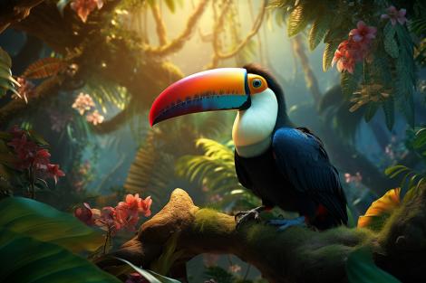 Vlies-Fototapete – Tukan im Urwald