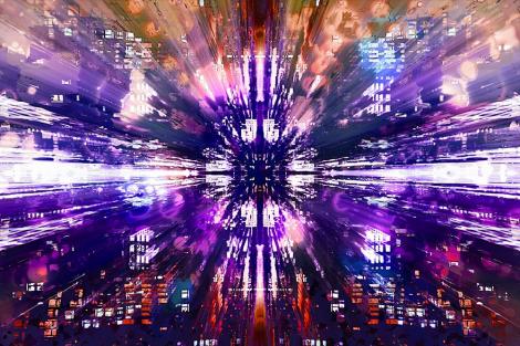 Fototapete strahlenförmiges Design in Violett