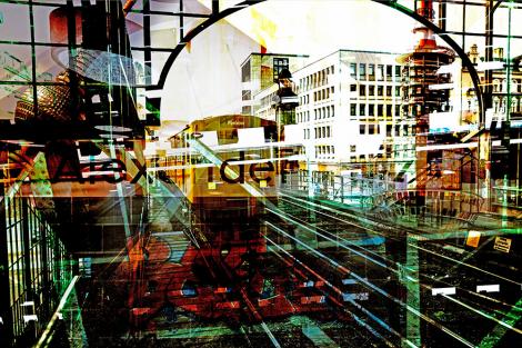 Vlies-Fototapete – U-Bahn in Richtung Pankow als Berlin-Collage