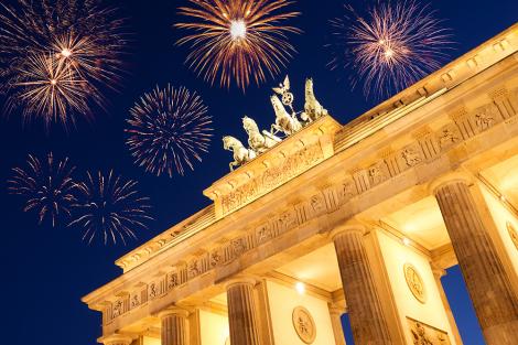 Fototapete Feuerwerk am Brandenburger Tor in Berlin